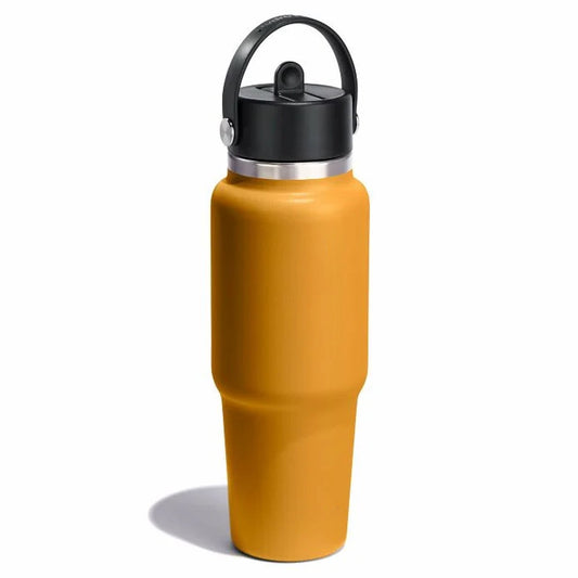 32 oz Wide Mouth Travel Bottle with Flex Straw Cap Orange Color